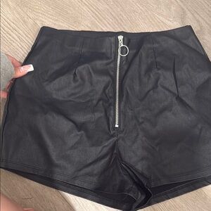 Black Leather Women's Shorts